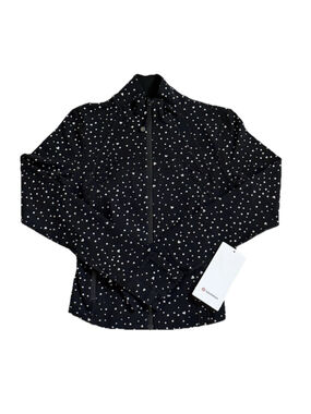 LULULEMON DEFINE CROPPED JACKET BLACK HEART DOT WHITE SIZE 6 NWT